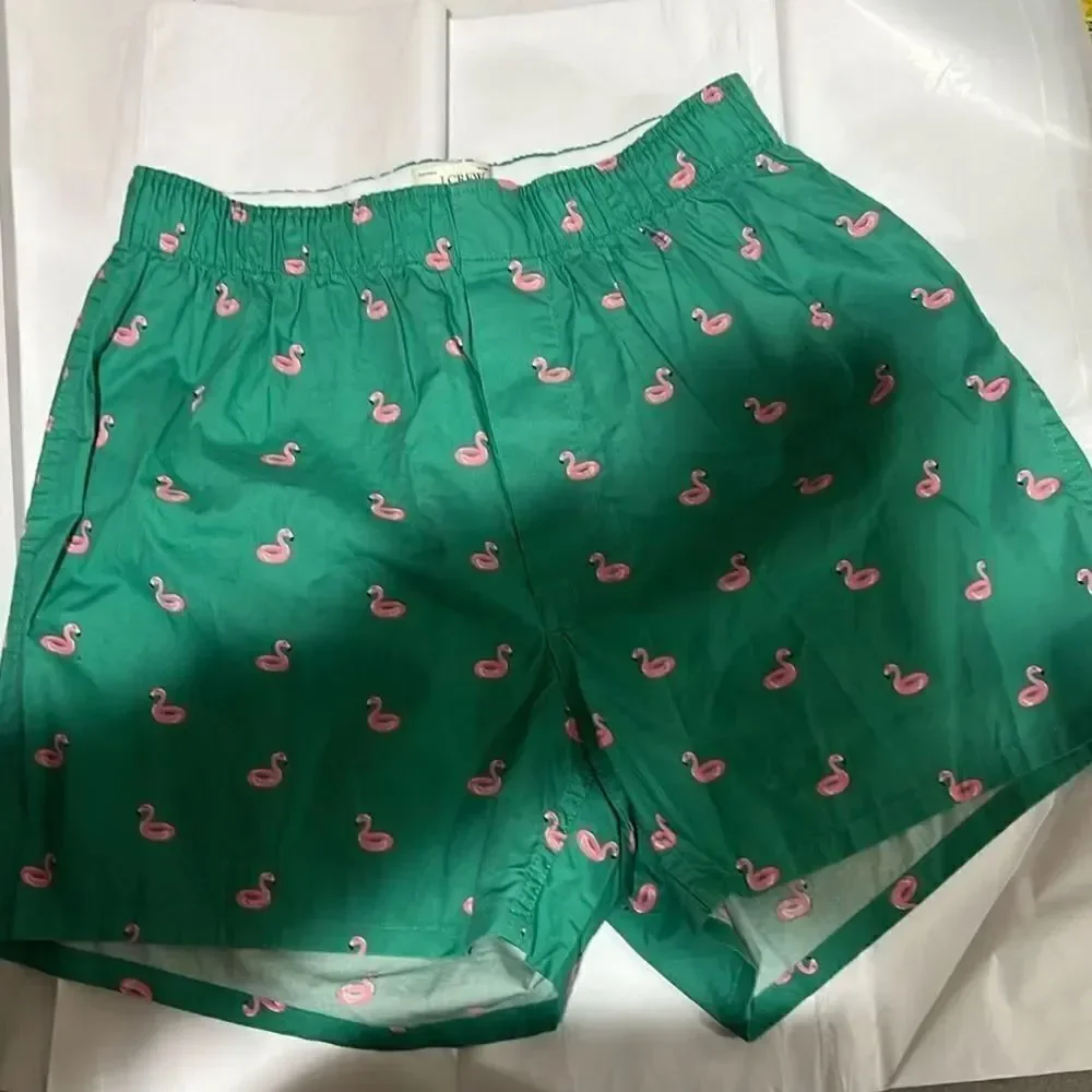 J. Crew Factory bv599 Pink and green flamingo boxers size small NWT